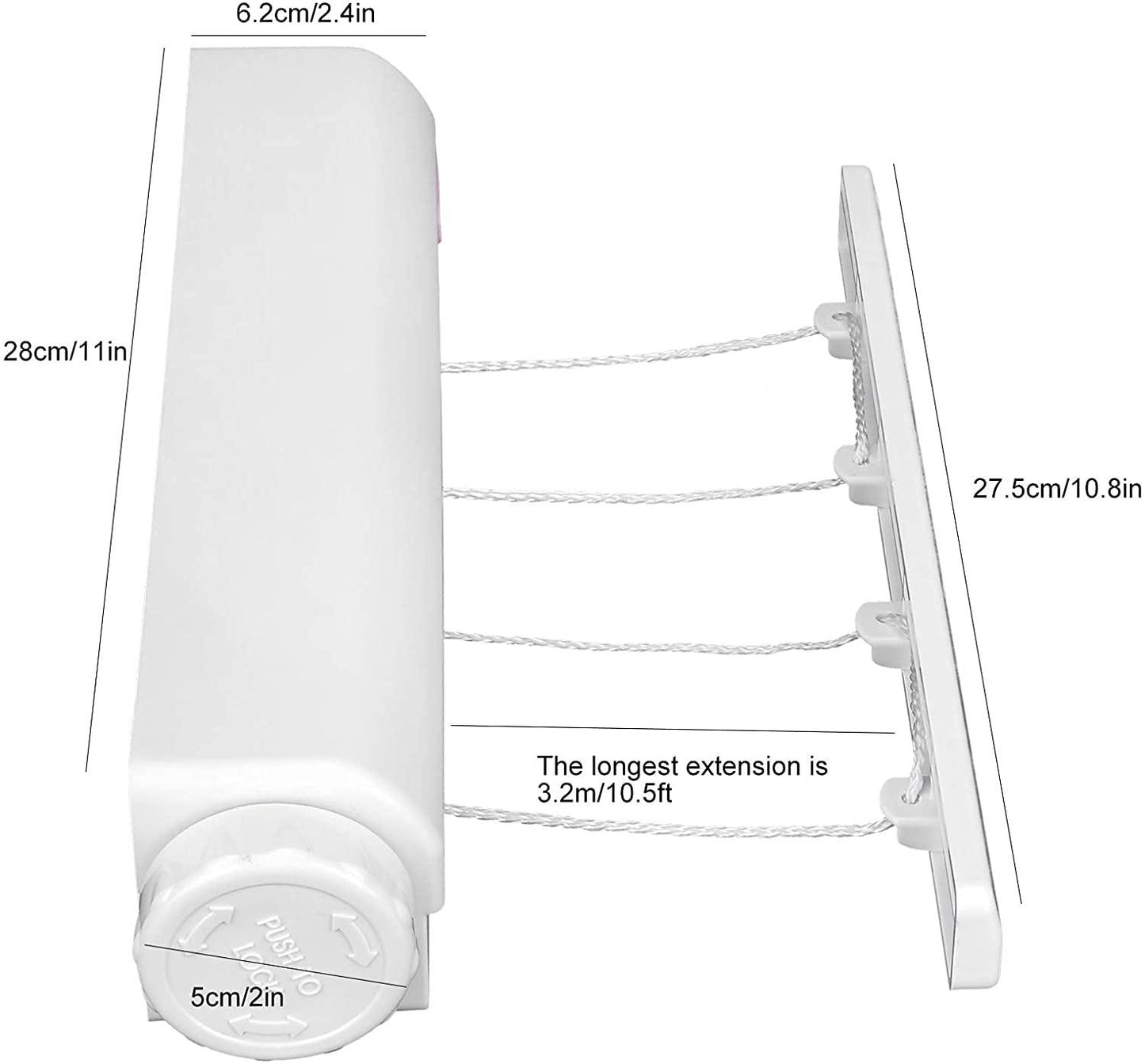 Clothesline- 4 Ropes Telescopic Retractable Clothesline/Drying Rope